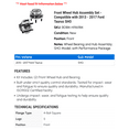 thumbnail image 2 of Front Wheel Hub Assembly Set - Compatible with 2013 - 2017 Ford Taurus SHO 2014 2015 2016, 2 of 2