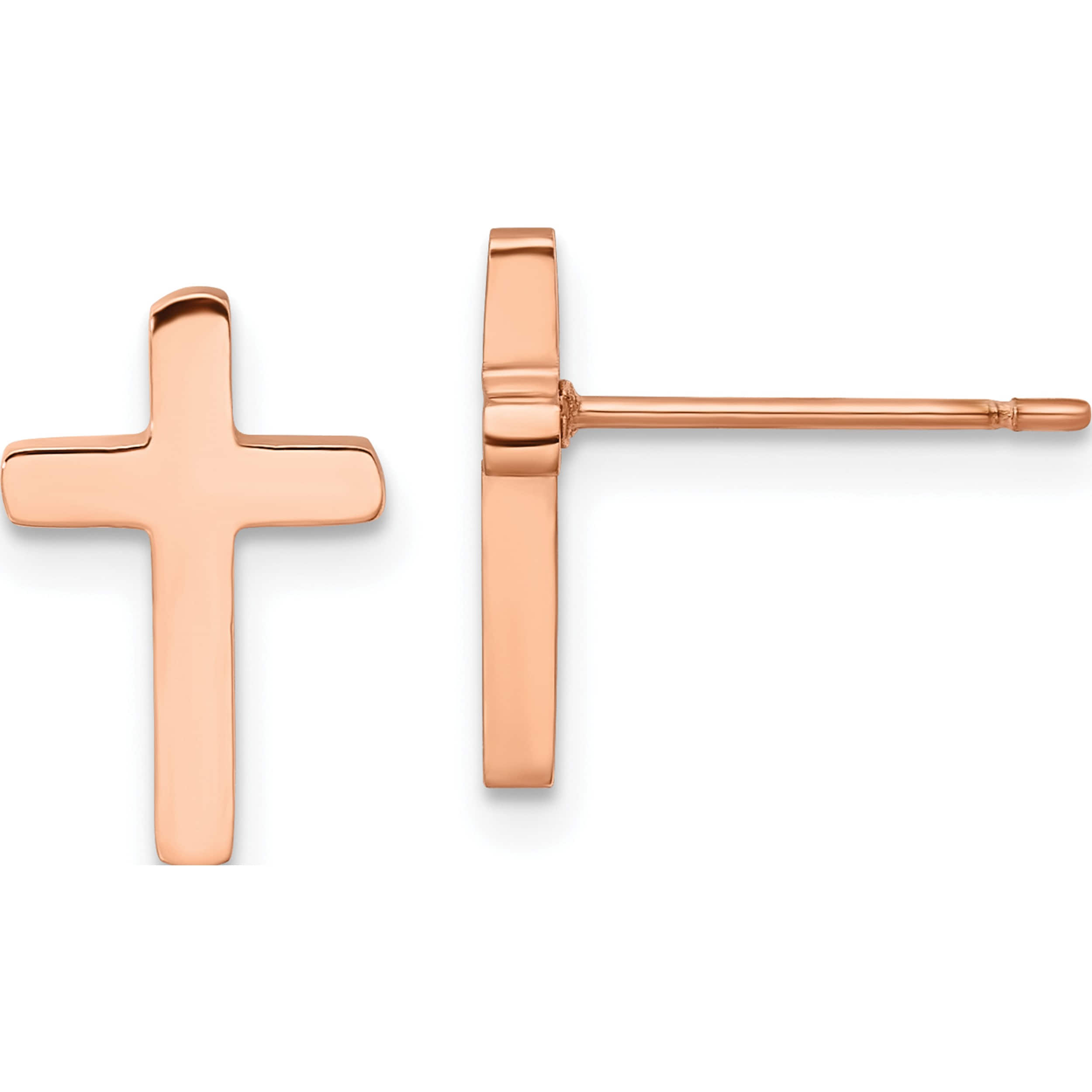 Stainless Steel Polished Rose Ip-Plated Cross Post Earrings (12.02 X 6.94) Made In China sre1204