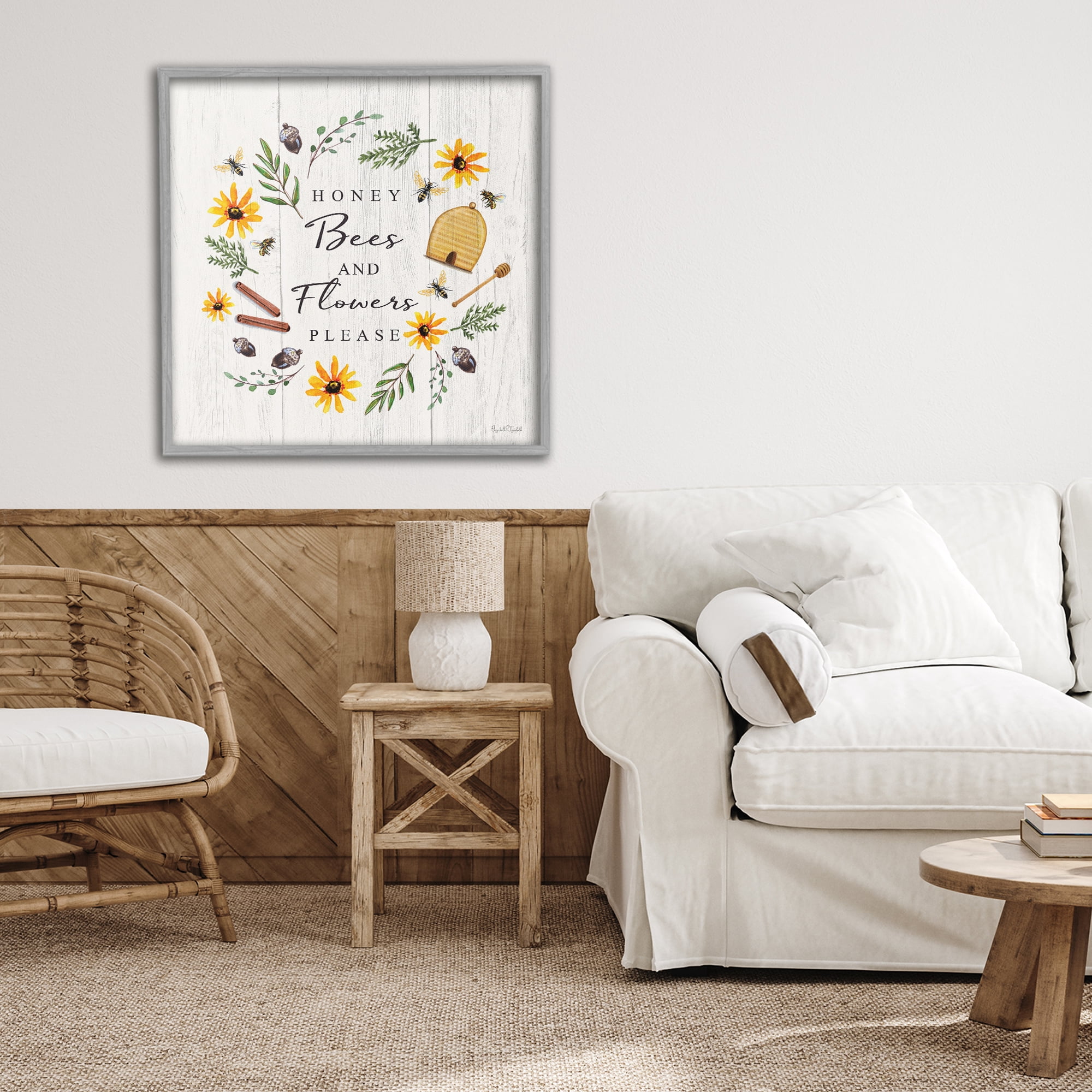 Stupell Industries Country Cottage Wreath & Quote Gray Framed Giclee Art, design by Elizabeth Tyndall