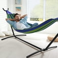 thumbnail image 5 of Sorbus Double Hammock w/ Steel Stand, Carry Case, 6 Tension Levels, 450 lb Capacity, Indoor/Outdoor Blue/Green, 5 of 7