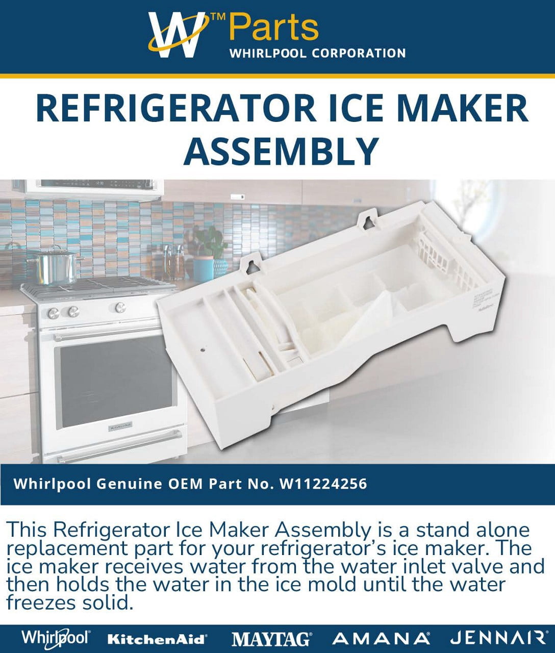 Whirlpool W11700250 Genuine OEM Refrigerator Ice Maker Assembly Replacement Part - Replaces W11546935 and W11633658