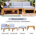 thumbnail image 5 of Outdoor Wood 5 Pieces Sectional Sofa Set,Patio Furniture Set with Cushions,X-Back Design and Lockable Panels,Patio Conversation Set for Garden,Backyard,Deck and Swimming Pool,Gray+Natural, 5 of 7