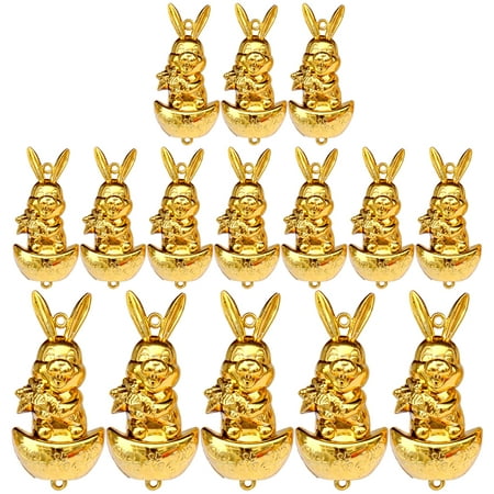 

15pcs Chinese New Year Ornament Rabbit Year Themed Pendant Accessories Plastic Festival Pendant Parts