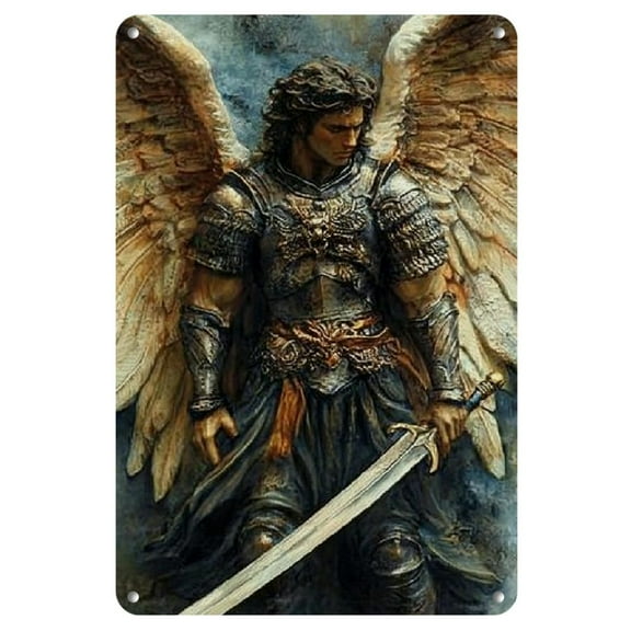 1pc of Vintage Metal Iron Archangel Michael Sign, 12 Inch X 8 Inch Wall Hanging Decor Plaque, Multi-Purpose Vintage Poster, Suitable Home, Garden, Bar, Cafe, Office - English Text