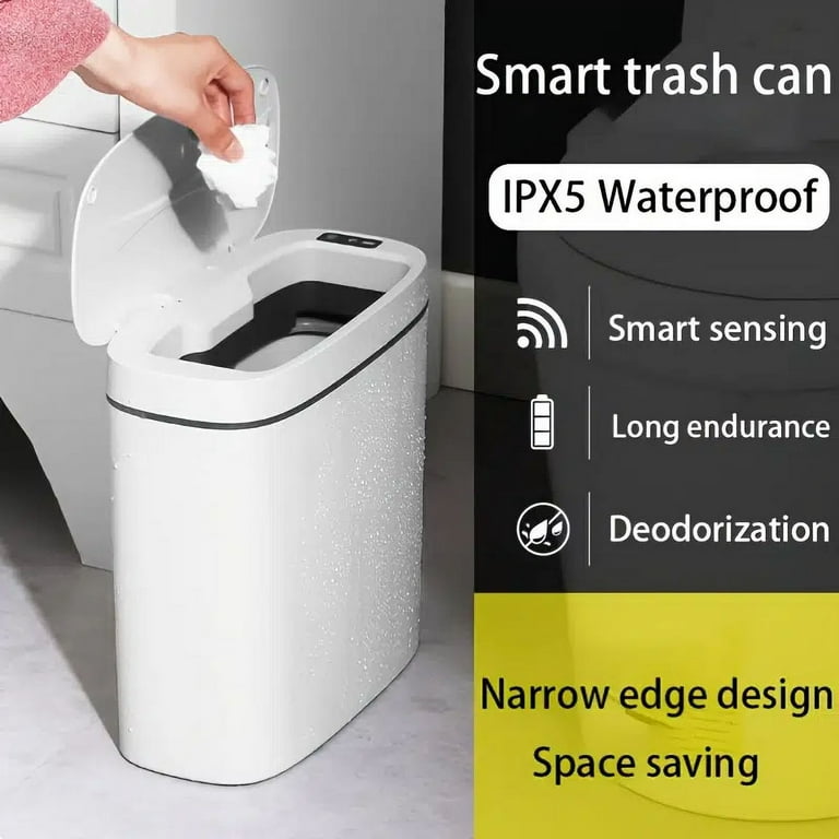 Anborry Bathroom Touchless Trash Can 2.2 Gallon Smart Automatic Motion  Sensor Rubbish Can with Lid Electric Narrow Small Garbage Bin for Kitchen