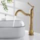thumbnail image 3 of Grifo de baño vintage, grifo de lavabo alto de construcción de latón macizo con caño giratorio de 360°, superficie de latón envejecido cepillado a mano para tocador retro, instalación de montaje en, 3 of 5