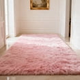 thumbnail image 4 of Ultra-soft plush carpet, 9'×12' pink non-slip long-pile floor rug, suitable for bedroom, living room, home decor, 4 of 6