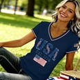 thumbnail image 2 of Vinsonshop Women USA 250th Anniversary T-shirt 1776-2026 Patriotic American Flag Graphic Tops Patriotic Shirts for Women America 250 Years Celebration Tee Navy L, 2 of 8