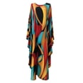 thumbnail image 5 of OYYN Women's Abstract Print Batwing Sleeve Loose Maxi Dress Oversized Kaftan Caftan Gown for Beach Vacation Casual Wear, 5 of 6