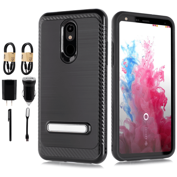 Value Pack Cables Chargers forLG Stylo 5 Kickstand Case Phone Case Brushed Hard Back Slip Dent Guard Hybrid Slim Shock Bumper Cover