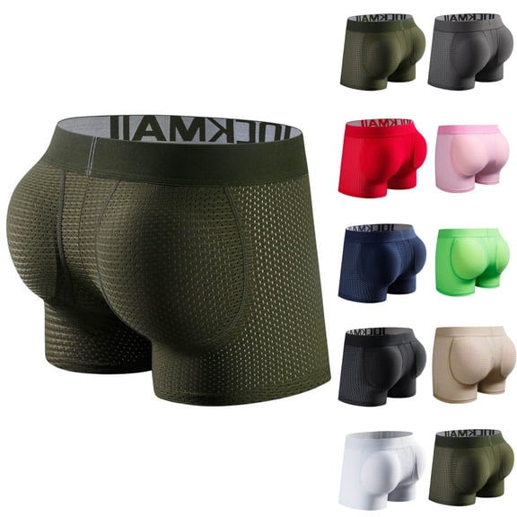 Bixock Boxer Briefs for Men,Men's Underwear Long Leg Mesh Breathable Padded Lifting Butts Sport Quickly Dry Push Up Briefs