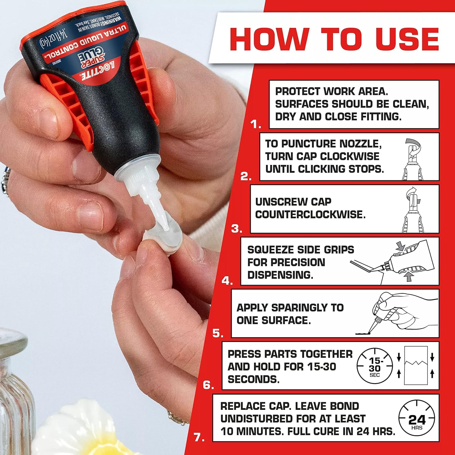 Loctite Super Glue Ultra Liquid Control, Clear Superglue, Cyanoacrylate Adhesive Instant Glue, Quick Dry - 0.14 fl oz Bottle, Pack of 6
