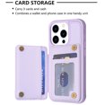 thumbnail image 4 of ELEHOLD for Apple iPhone 13 Pro Card Holder Back Case with Pockets, Premium PU Leather ID Cash Credit Slots Magnetic Kickstand Flip Folio Slim Hard Protective Cover, purple, 4 of 7