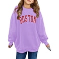thumbnail image 1 of FAOWME Sweat à Capuche Imprimé Col Rond Manches Longues pour Filles Violet 5-6 Ans, 1 of 3