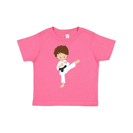 

Inktastic Karate Boy Cute Boy Brown Hair Black Belt Gift Toddler Boy Girl T-Shirt