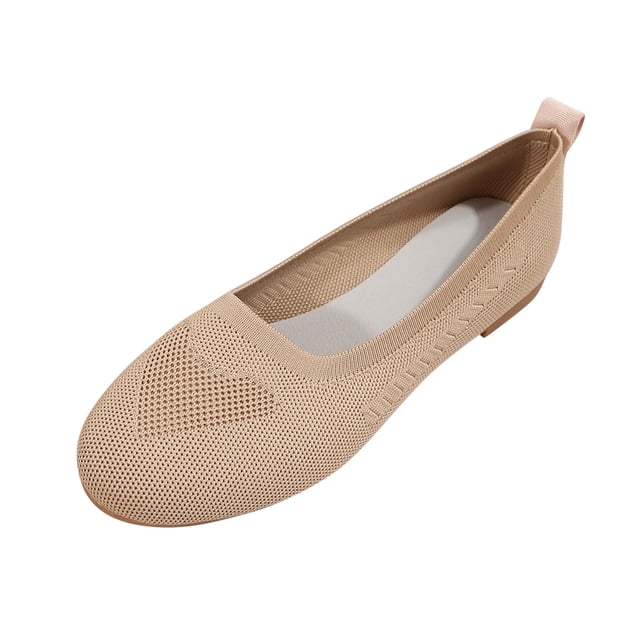 TOWED22 Chaussures de Bal pour Femmes Plateforme Compensée en Cuir Bout Rond à Enfiler Confortables Ballerines Habillées (Kaki, 7)