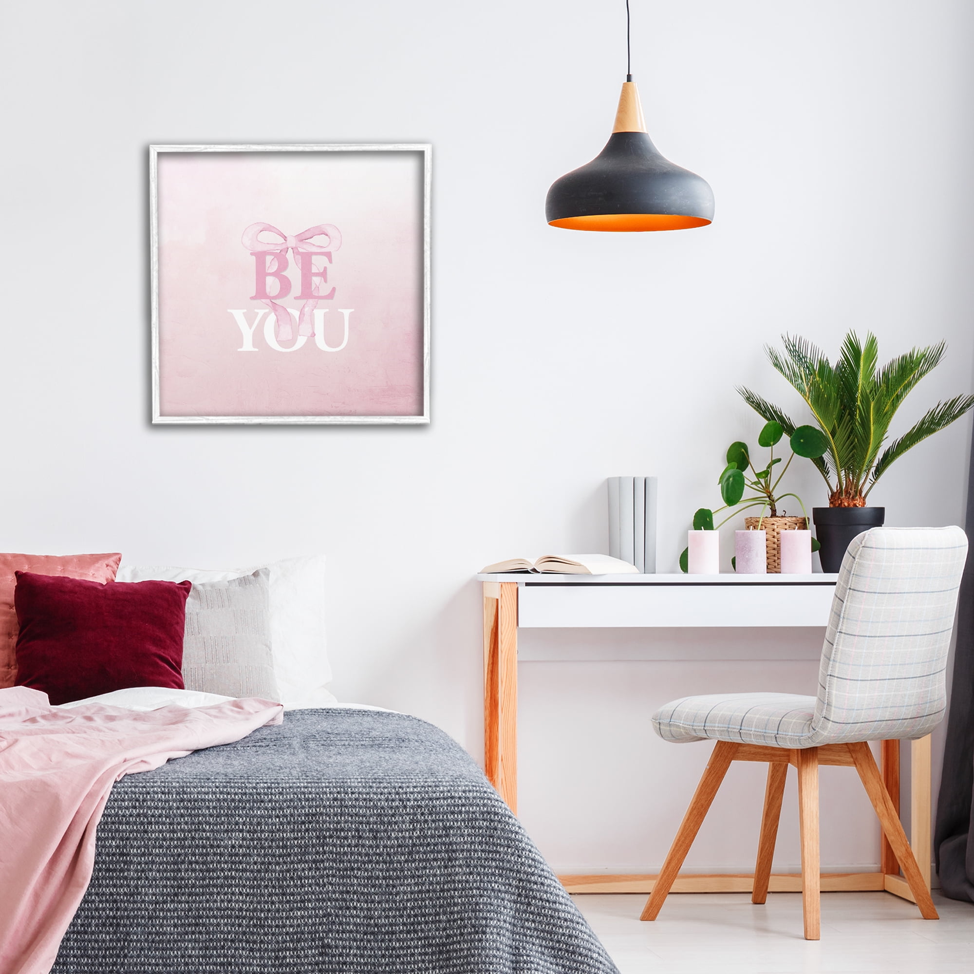 Feminine Be You Pastel White Framed Giclee Art, design by Kim Allen