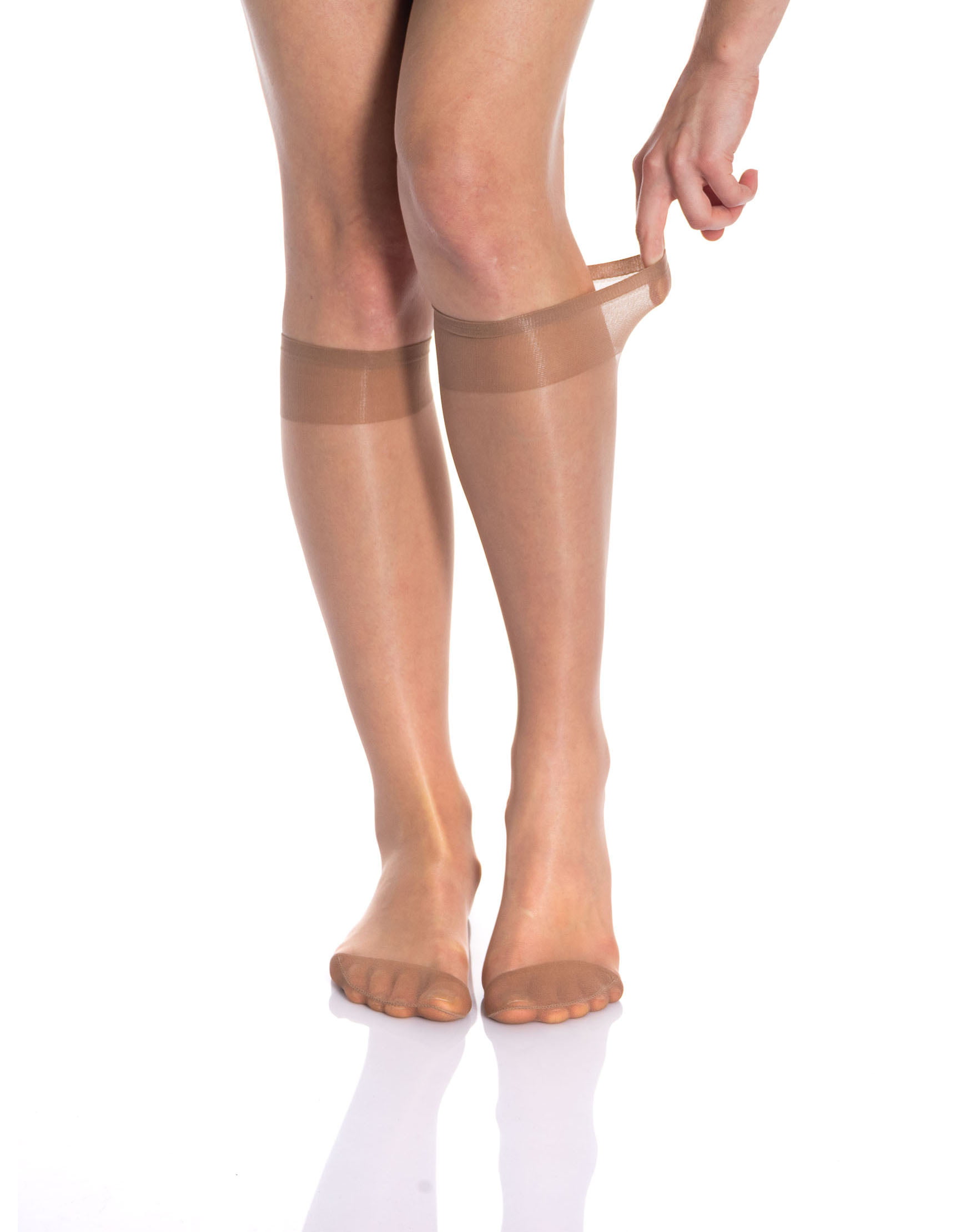 Bronze Flower Patterned Sheer Knee High Socks for Women 3 Pairs Trouser Socks Stockings Stretchy Silk Socks 