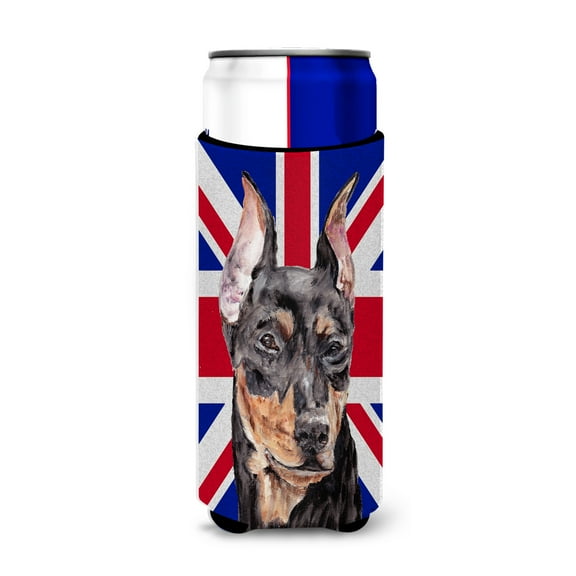 German Pinscher with English Union Jack British Flag Ultra Hugger for slim cans