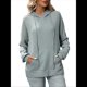 thumbnail image 2 of Sudadera con Capucha de Gran Tamaño para Mujer, Informal, de Larga, de Punto, con Cordón Ajustable, Abertura Lateral y Bolsillo Judías XL, 2 of 10
