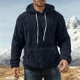 thumbnail image 6 of Mens Fuzzy Hoodie Ribbed Fleece Pullover Winter Warm Hooded Sweatshirts Long Sleeve Front Pocket Hoodies Fashion Loose Textured Outwear Casual Cozy Tops Fuzzy Clothes, 6 of 7