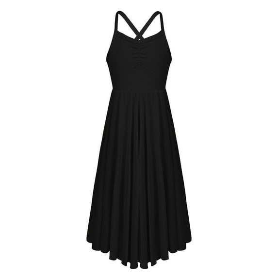 YiZYiF Girls Chiffon Ballet Dance Dress Criss Cross Camisole Leotard Dress