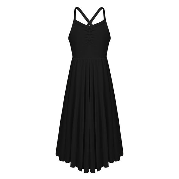 YiZYiF Girls Chiffon Ballet Dance Dress Criss Cross Camisole Leotard Dress