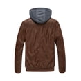 thumbnail image 5 of Wantdo Men's Faux Leather Coat with Hood Winter Motorcycle Jacket Brown(Thick)Size L, 5 of 7