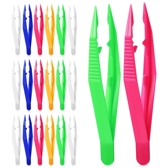NUOLUX 20 Pcs Plastic Tweezers Beads Jewelry Making DIY Crafts Tweezers Tools for Kids