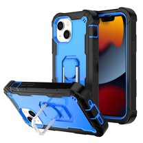 Dteck for iPhone 11 Case with Ring Holder Kickstand, Heavy Duty Full Body Shockproof Hybrid Bumper Silicone Hard Back Cover for iPhone 11,Black Blue