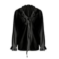 thumbnail image 4 of Helii Womens Tops Women's V Neck Pleated Front Collared Long Sleeve Ruffle Casual Blouse Top, 4 of 5