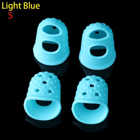 4pcs/set XS/S/M/L/XL Antipain Non-slip Silicone Guitar Fingertip Protection Finger Guards Guitars Press Accessories Fingerstall For Ukulele LIGHT BLUE S