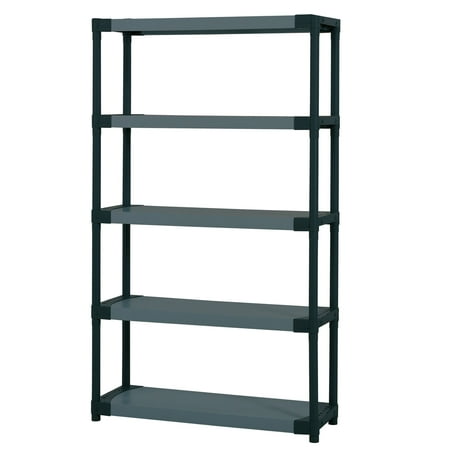 Grosfillex 48-Inch Plastic Resin 5-Tier Shelving Unit  48W x 16D x 70H  750 lbs Total Capacity