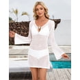 thumbnail image 2 of Swimsuit Cover Up for Women Sexy Hollow Out Stafish V-Neck Long Sleeve Beach Cover Up Mesh Crochet Swim Bathing Suit Cover Ups Shermie, 2 of 6