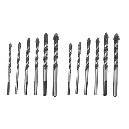 

10 Pcs Multi-Material Drill Bit Set for Tile Concrete Brick Glass Plastic and Wood Tungsten Carbide Brick Wall