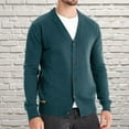 thumbnail image 2 of ibuvkizy Cardigan Sweaters for Men's Round Neck Pullover Long Sleeved Loose Base Shirt Top Sweater Green,M, 2 of 9
