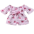 thumbnail image 1 of Baby Girls Flower Off-Shoulder Romper Overall Clothes Sunsuit, 1 of 5