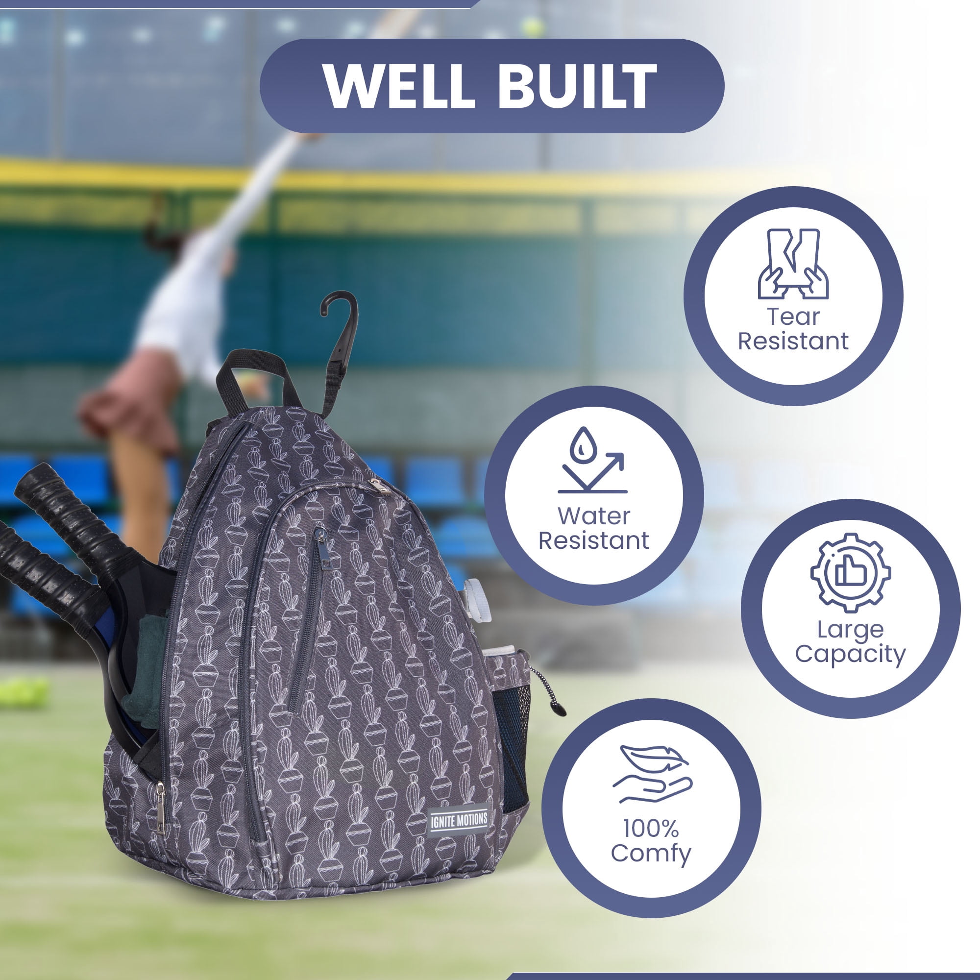 Pickleball Bag for Men & Women Pickleball Backpack - Adjustable Sling Bag/Crossbody with Fence Hook
