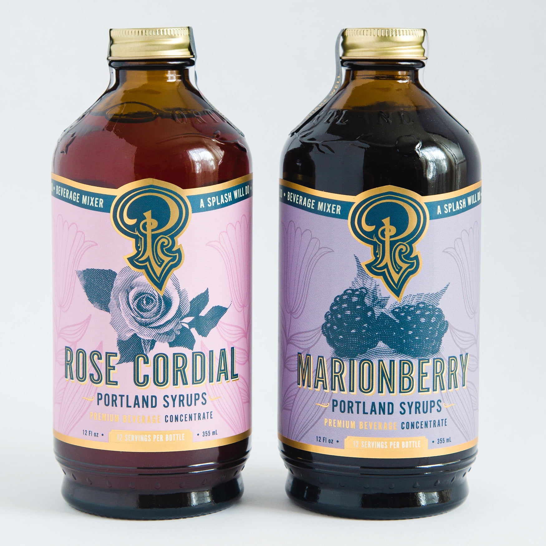 Marionberry and Rose Cordial Syrup, Set of 2
