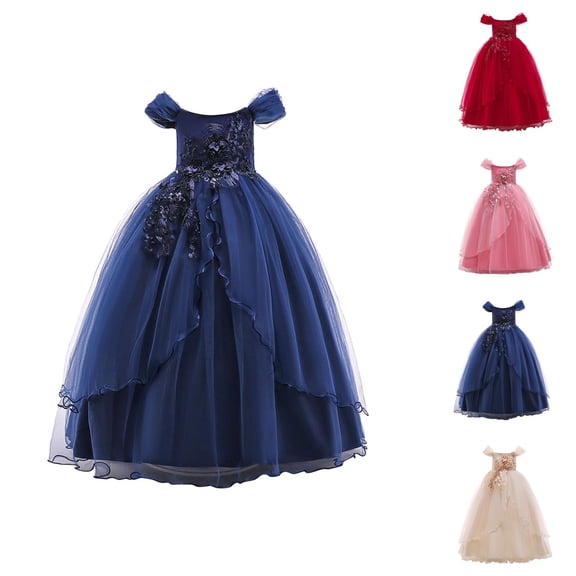 Girls Dresses Elegant Princess Dress Tulle Dress for Girls Long Dress for Birthday Party Banquet Wedding