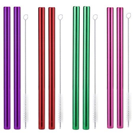 

Xewsqmlo 3pcs/Set Stainless Steel Reusable Straight Straws Cleaning Brush Kit (Red)