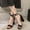 Black, variant on AXXD Women Beige Sandals Strappy Sandals Summer Casual Peep Toe Sandals Lace-Up Solid Color High Heel Chunky Heel Shoes