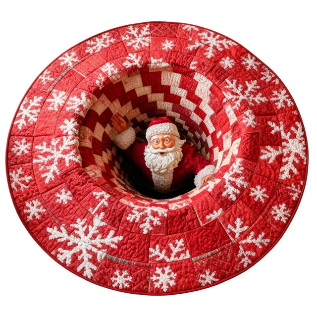 TIELUTT Christmas 3D Rug – Christmas Optical I Llusion Rugs Decorative Rug with Depth Pattern Theme Santa C Laus Quilted Round Bedroom Soft Rug Blankets Knit Blankets Room Rugs for Bedroom Home Rug