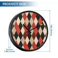 thumbnail image 3 of Indoor 12' Voice-Activated Luminous Decoration Wall Clock With LED Night Light Red Beige Black Harlequin Pattern, 3 of 8
