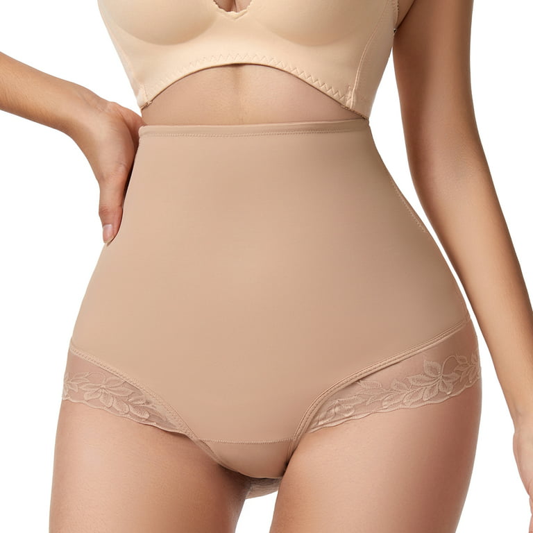 Homgro Women's Mesh Shapewear Briefer Tummy Control Body Shaper Shorts  Underwear Panties Hip Dip Enhancer Lace High Waisted Nude X-Large 