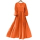 thumbnail image 4 of Mujeres Vestido Casual Suelto Y Casual Tres Cuartos de Mangas Cuello en V Vestido de Lino Mujeres, 4 of 7