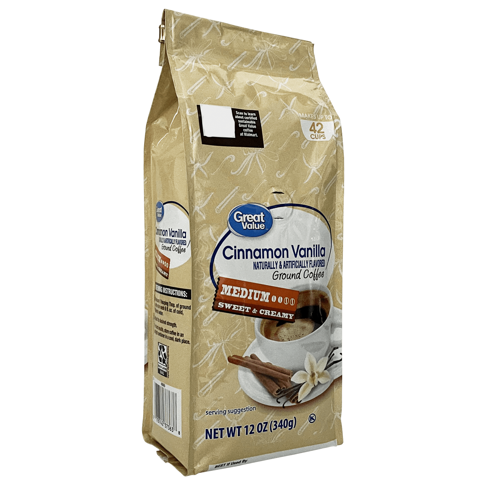 Great Value Cinnamon Vanilla Ground Coffee, 12 oz