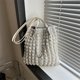 thumbnail image 1 of Bolso plisado Bolso de compras de moda Bolso simple de damas de color sólido (Blanco), 1 of 5