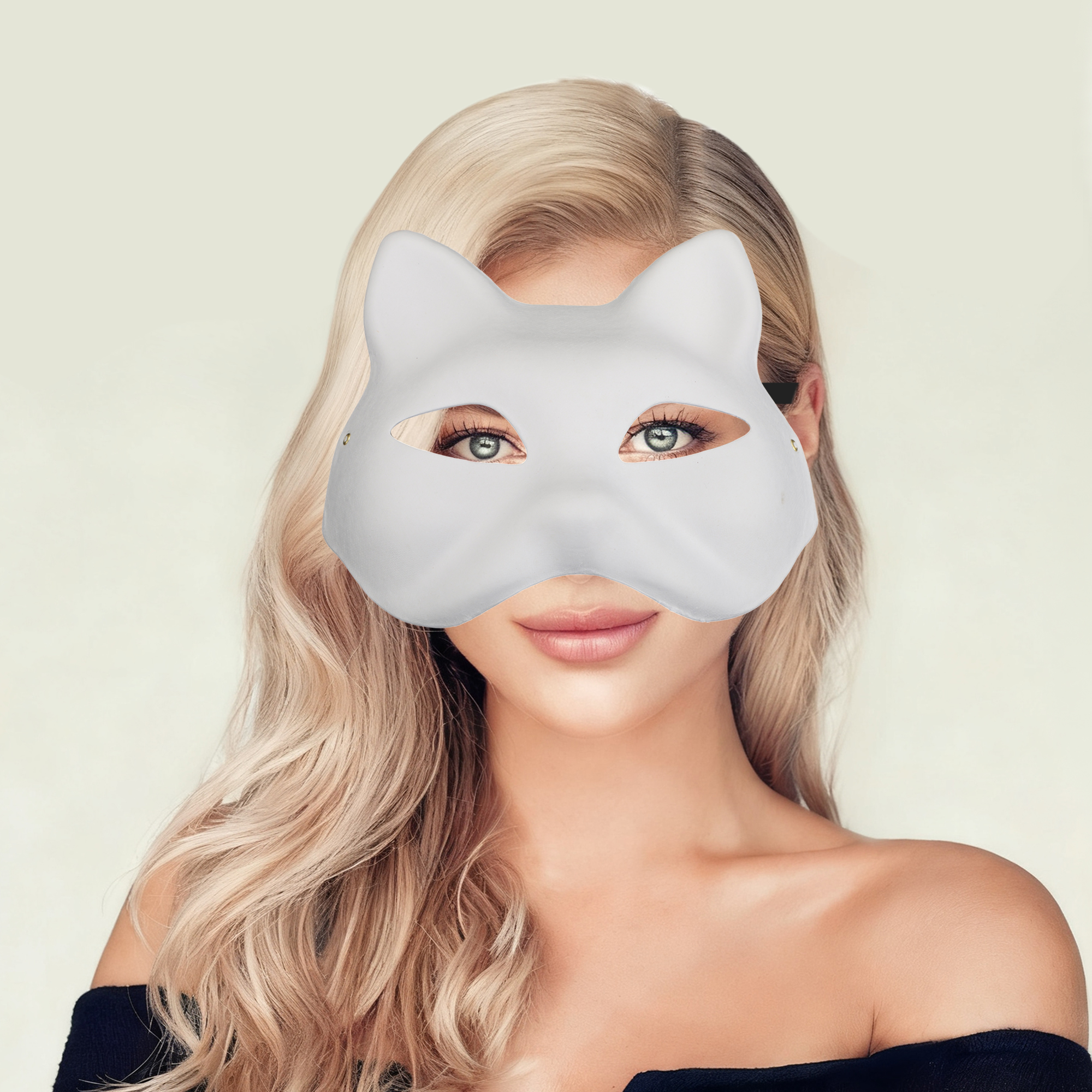 Unique Bargains 1 Pack Elegant Hand-Painted Party Mask White Pattern 16