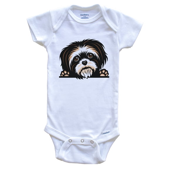 Shih Tzu Dog Breed Cute Baby Bodysuit, 0-3 months white